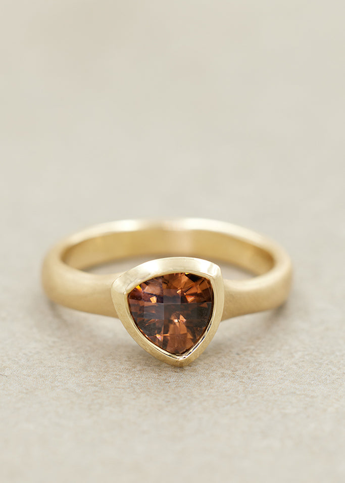 Mocha Zircon Fluted Trillion Ring
