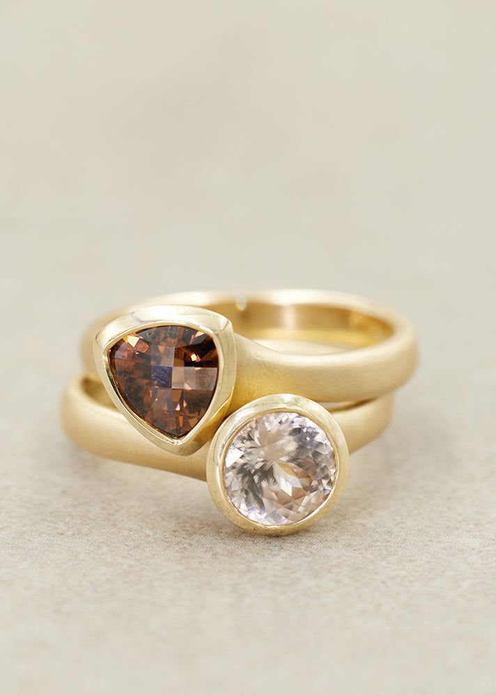 Mocha Zircon Fluted Trillion Ring