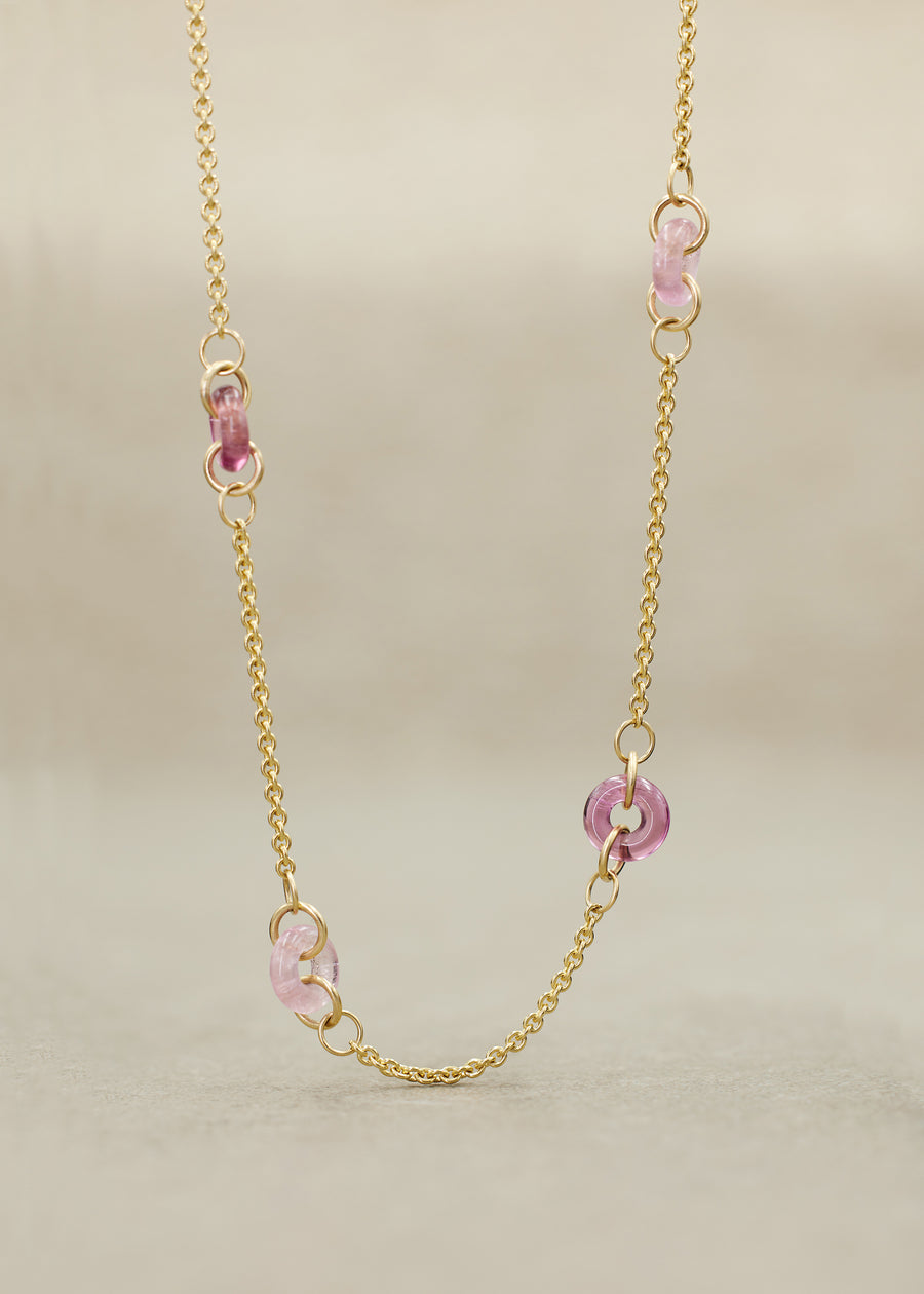 Pink Tourmaline Loop Station Necklace