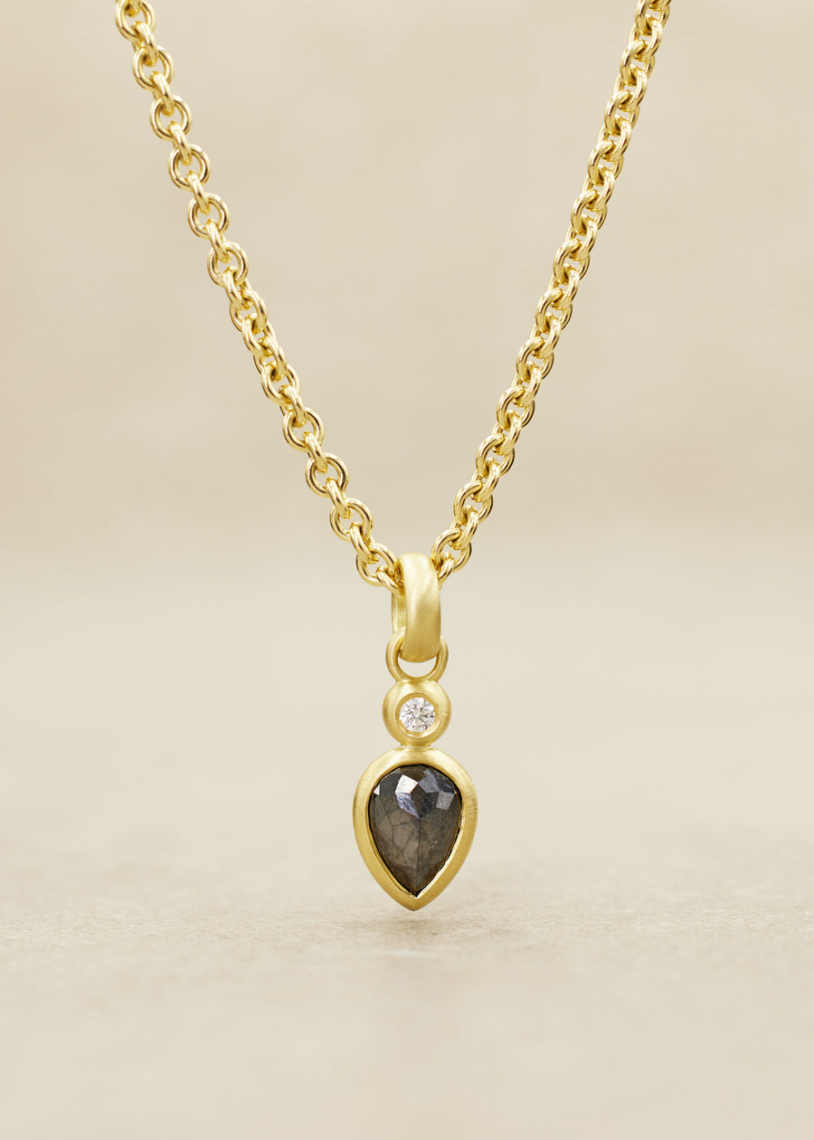 'AEGEA' Black Diamond Drop Pendant