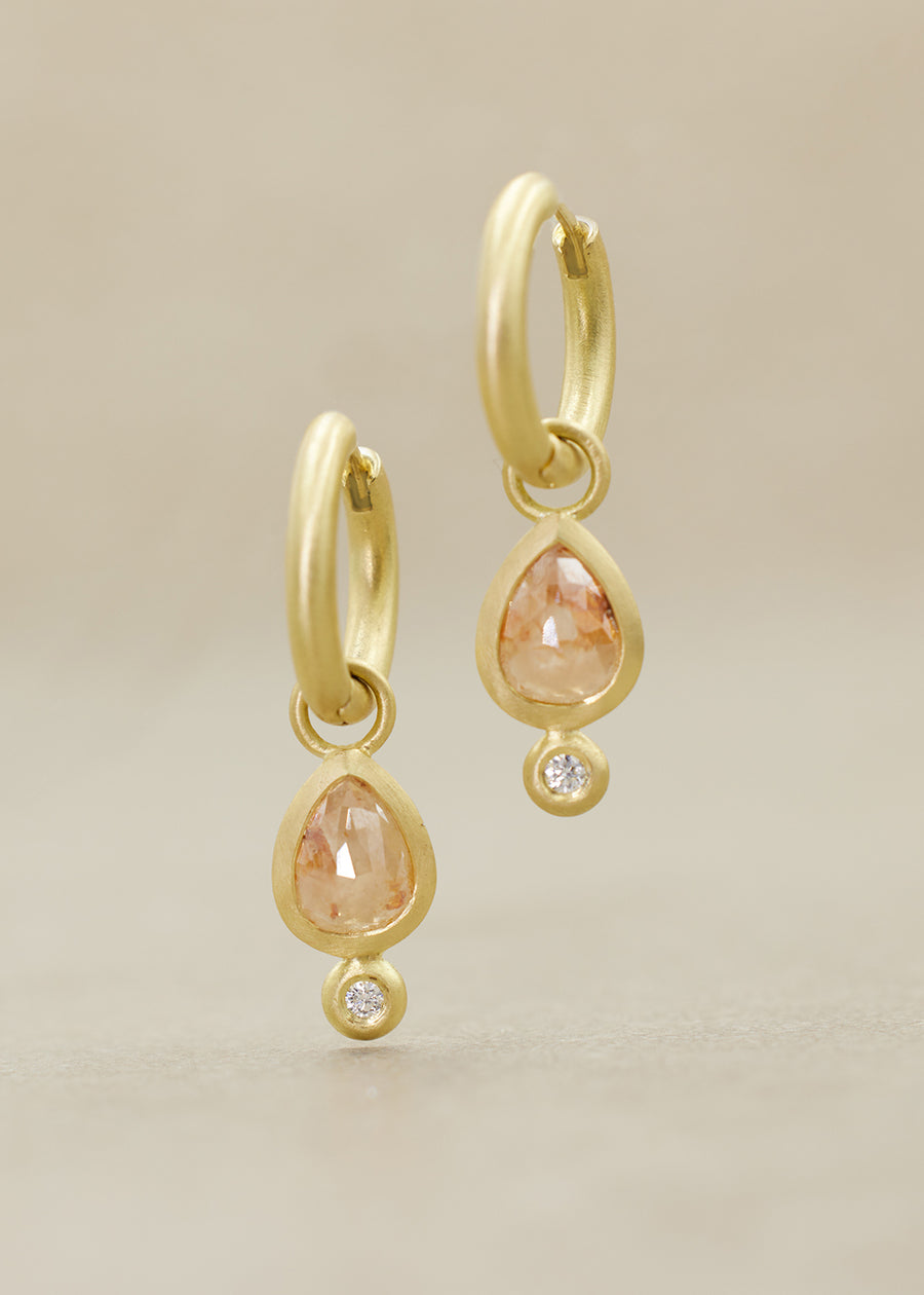 'AEGEA' Peach/Pink TearDrop Diamond Earring Charms