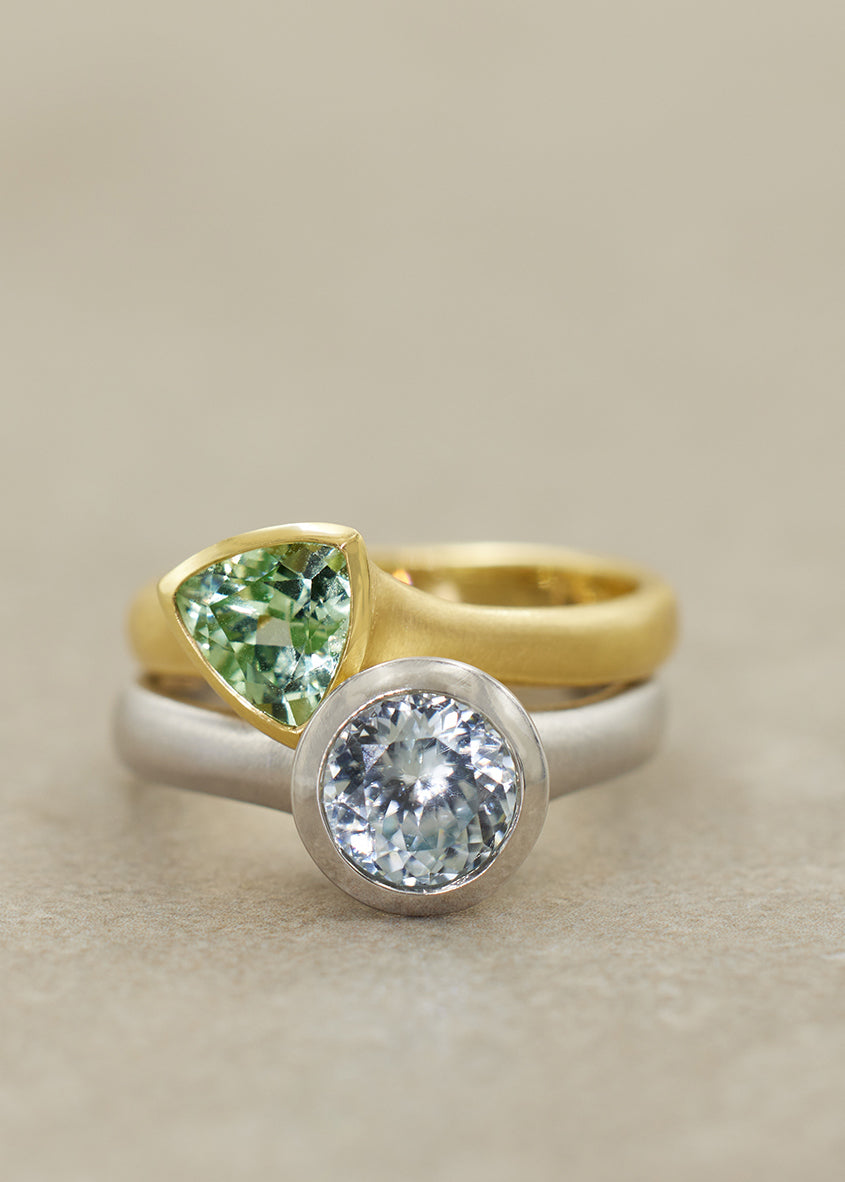 Ice Blue Zircon Fluted Ring, Platinum