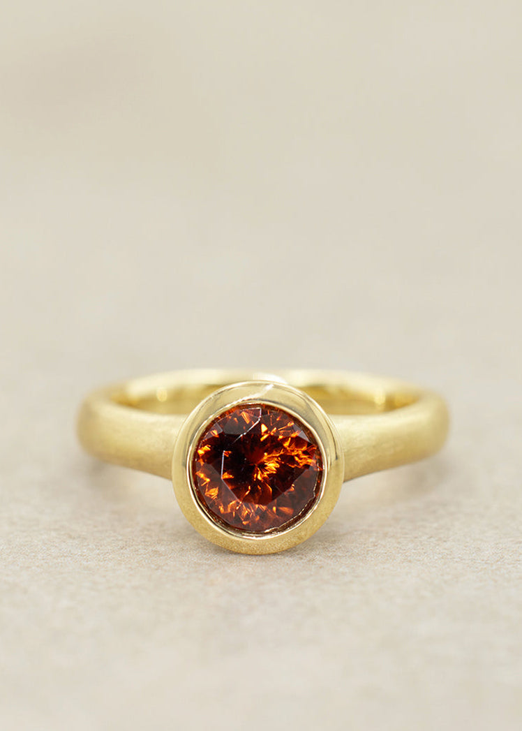 Orange Zircon Fluted Ring