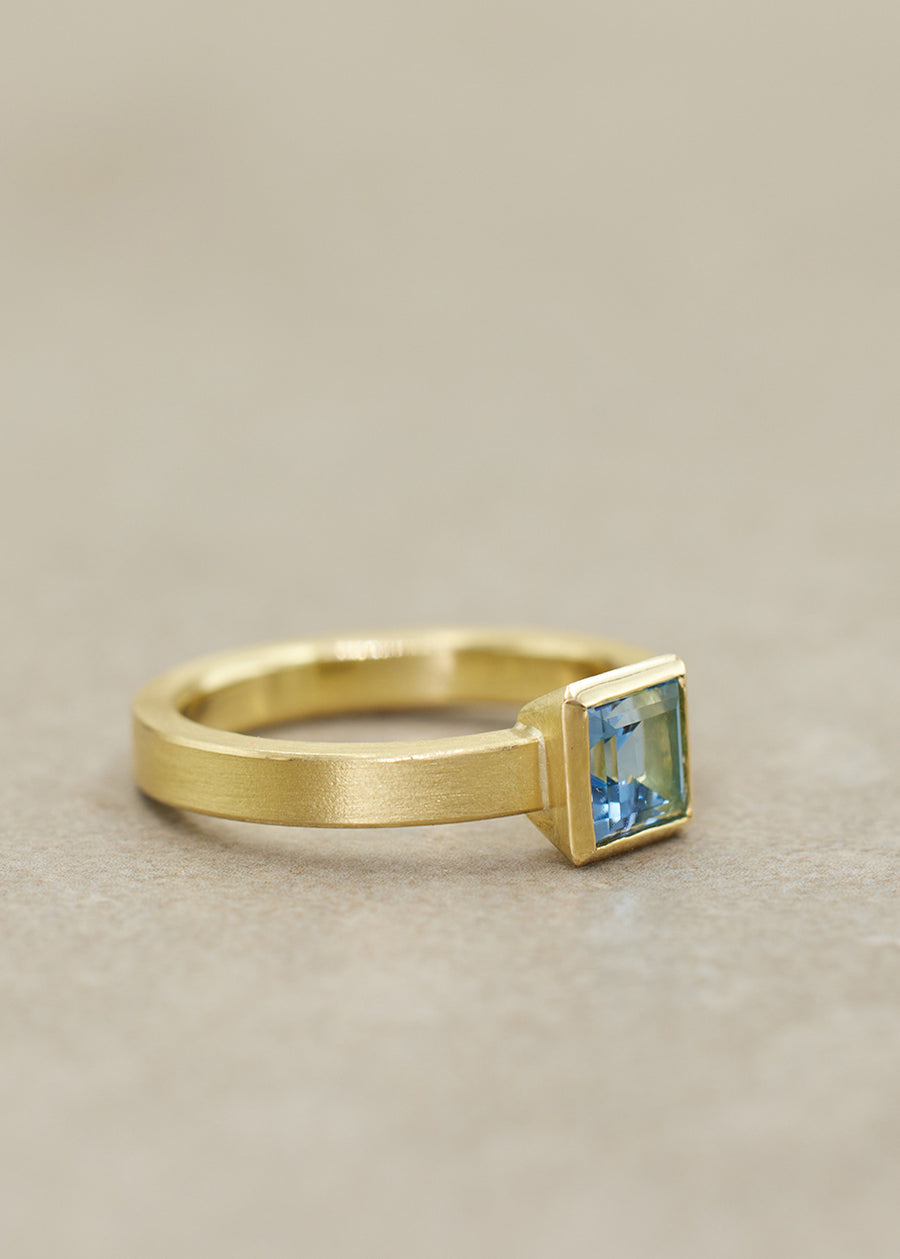 Aquamarine Step Cut Ring