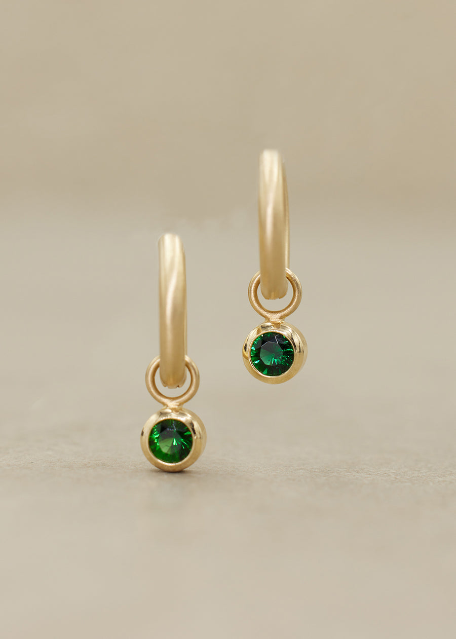 Chrome Tourmaline Gem Charm Earrings Medium