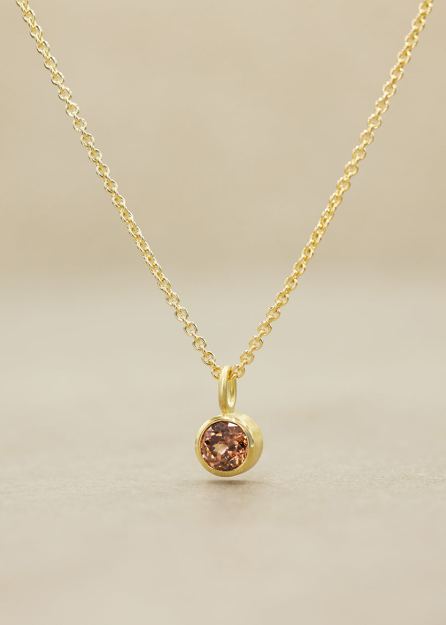 Mocha Zircon Round Gem Charm Pendant