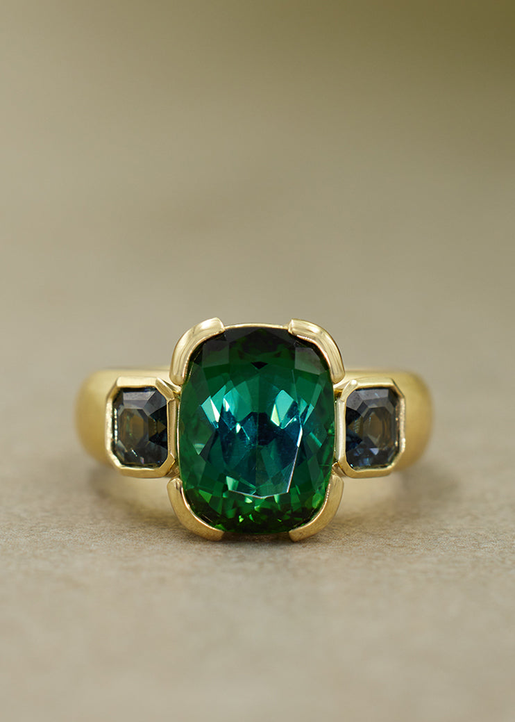 'AVANT GARDE' Blue Green Tourmaline Ring