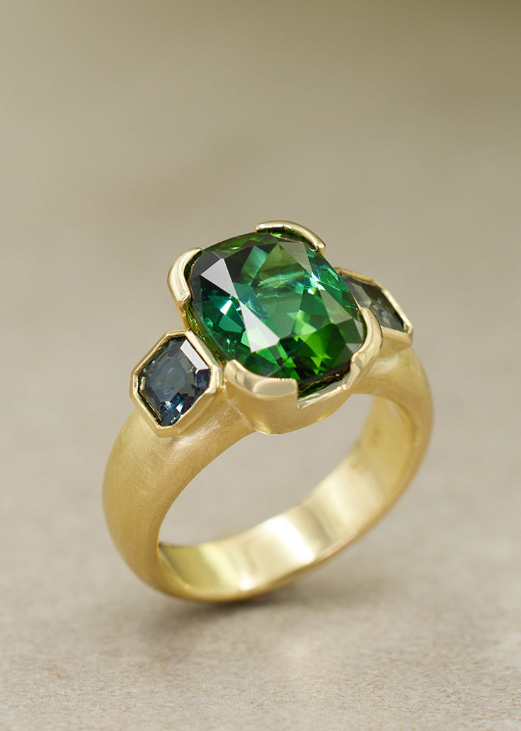 'AVANT GARDE' Blue Green Tourmaline Ring