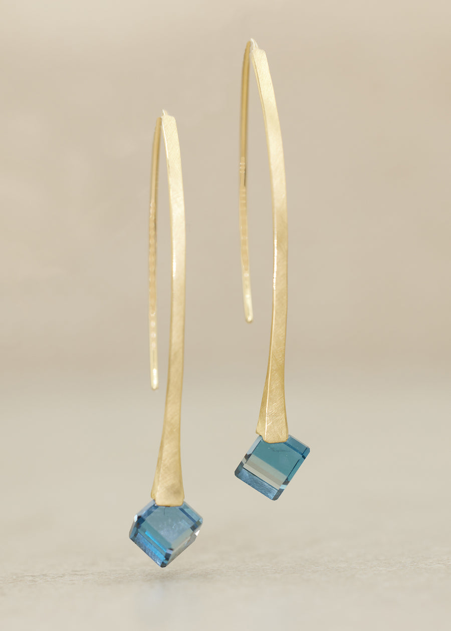 London Blue Cube Drop Earrings