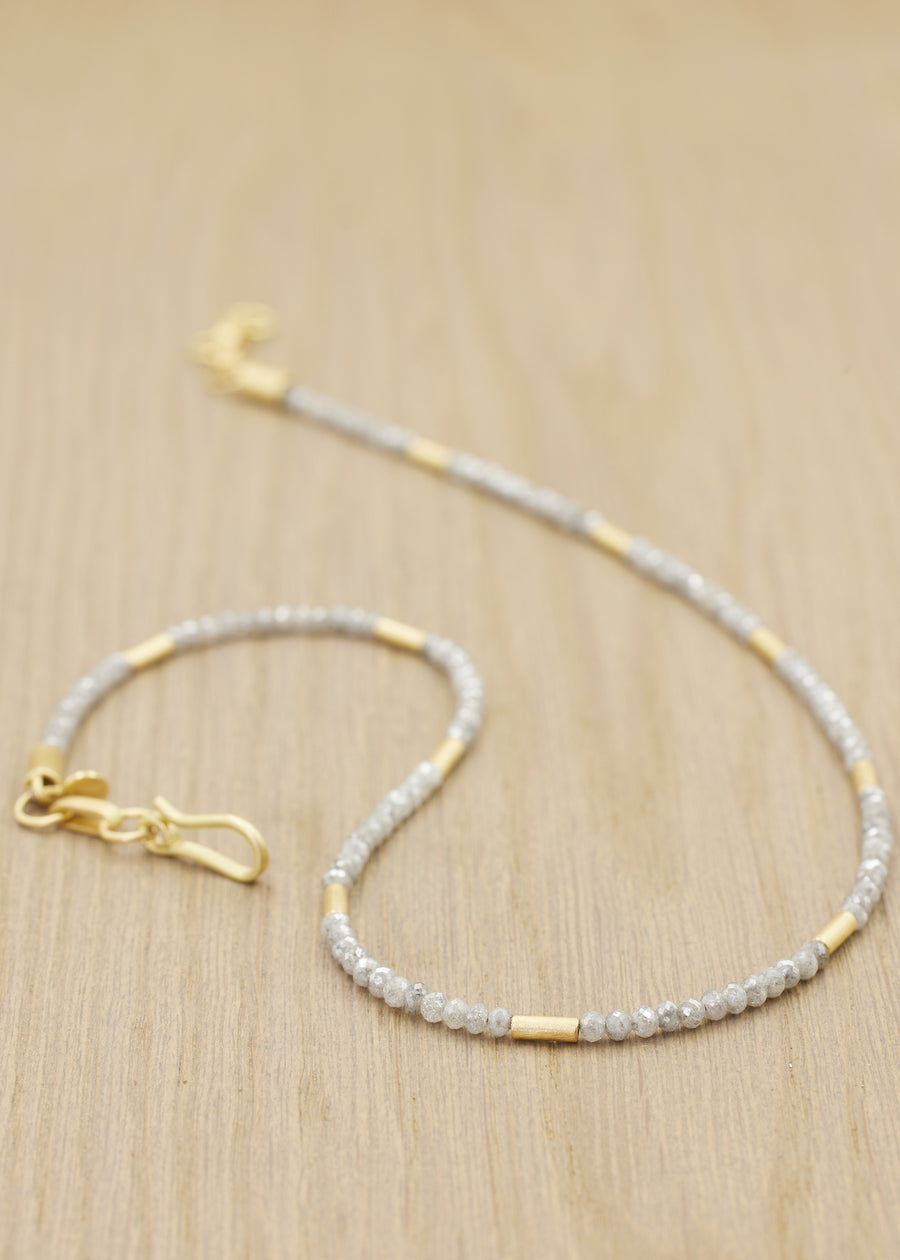 'AEGEA' Gray Diamond Bead Necklace