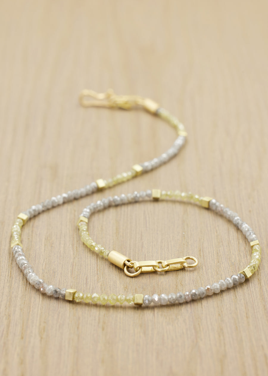 'AEGEA' Yellow and Gray Diamond Bead Necklace