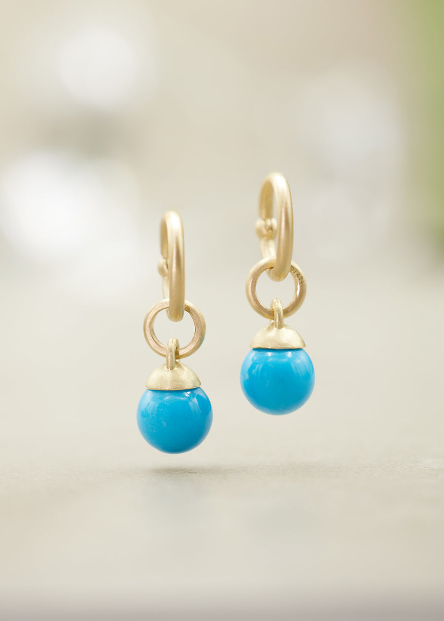 Turquoise Sphere Charm Earrings