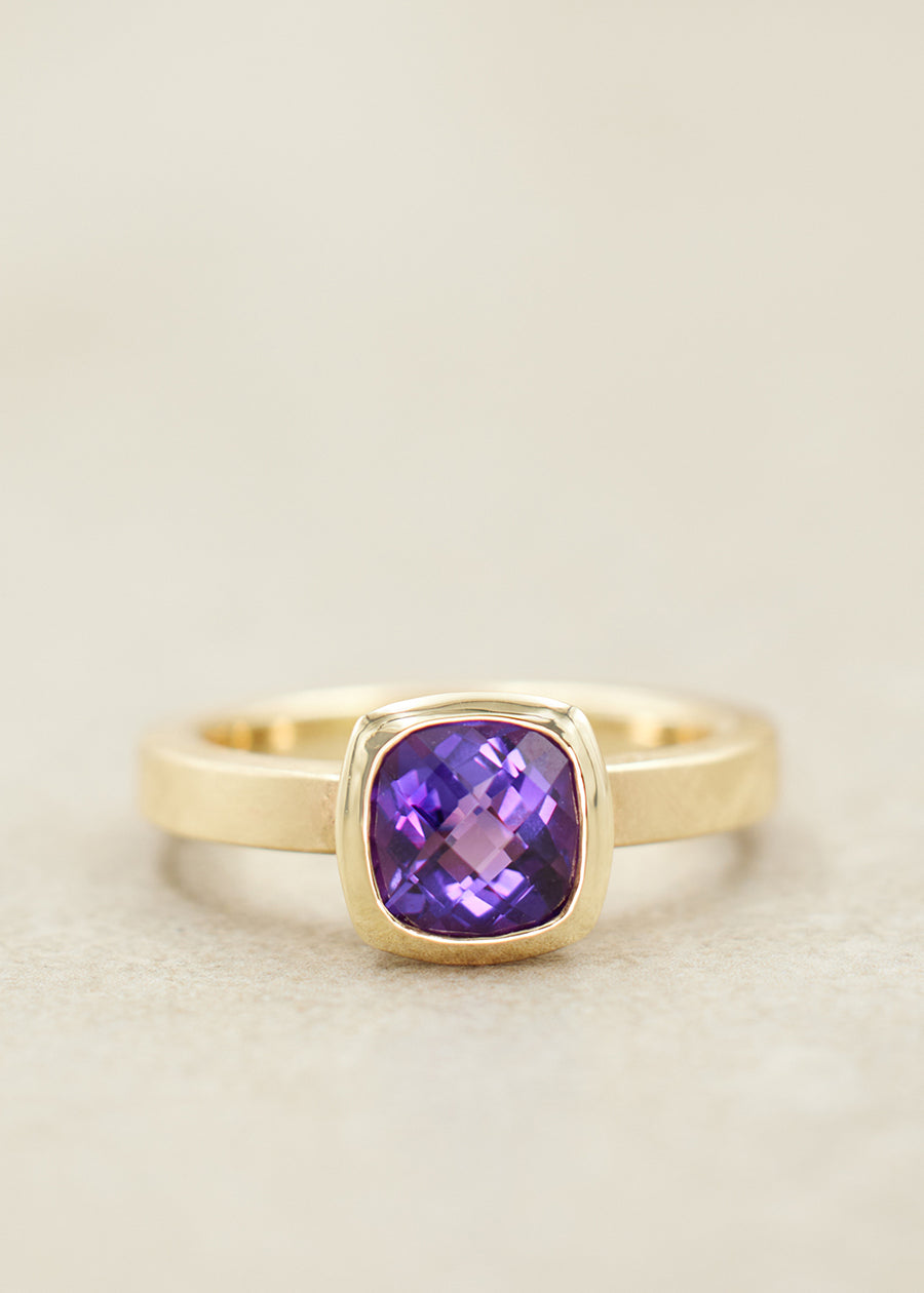 Amethyst Cushion Ring, Large