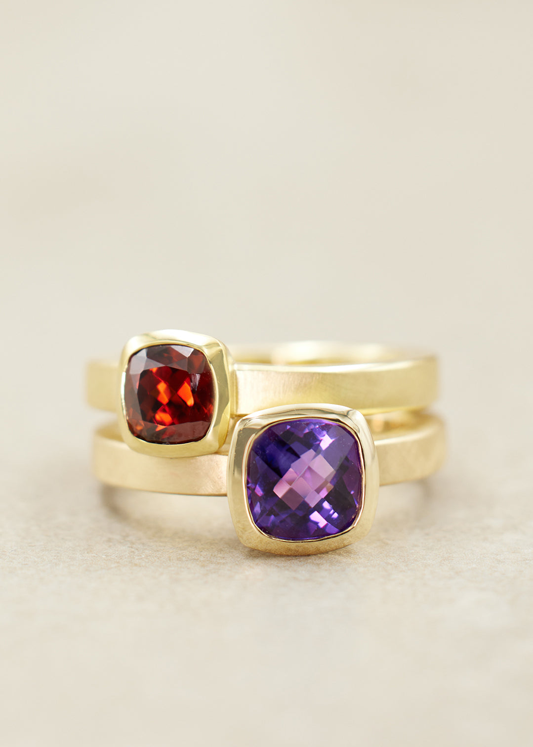 Amethyst Cushion Ring, Large
