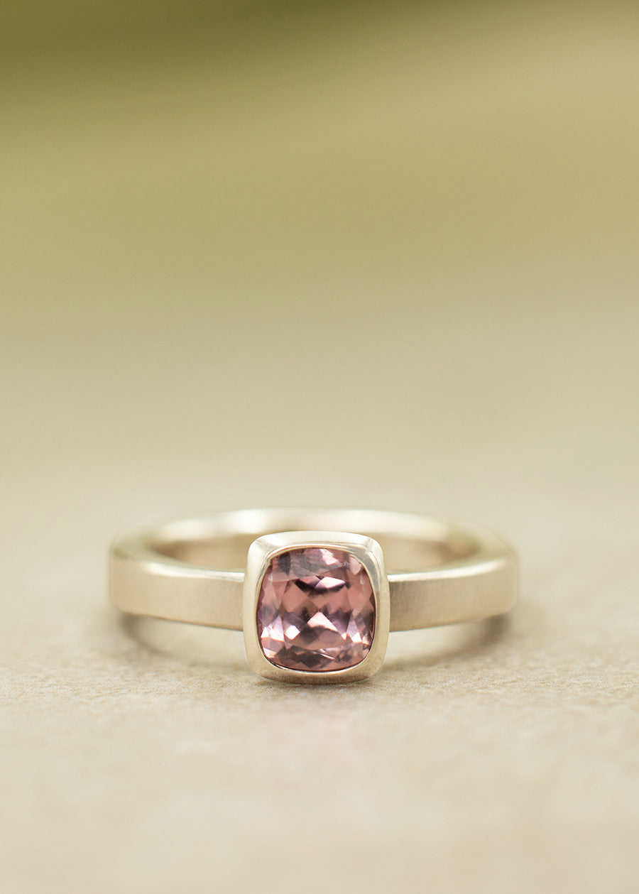 Rose Zircon Cushion Ring MD