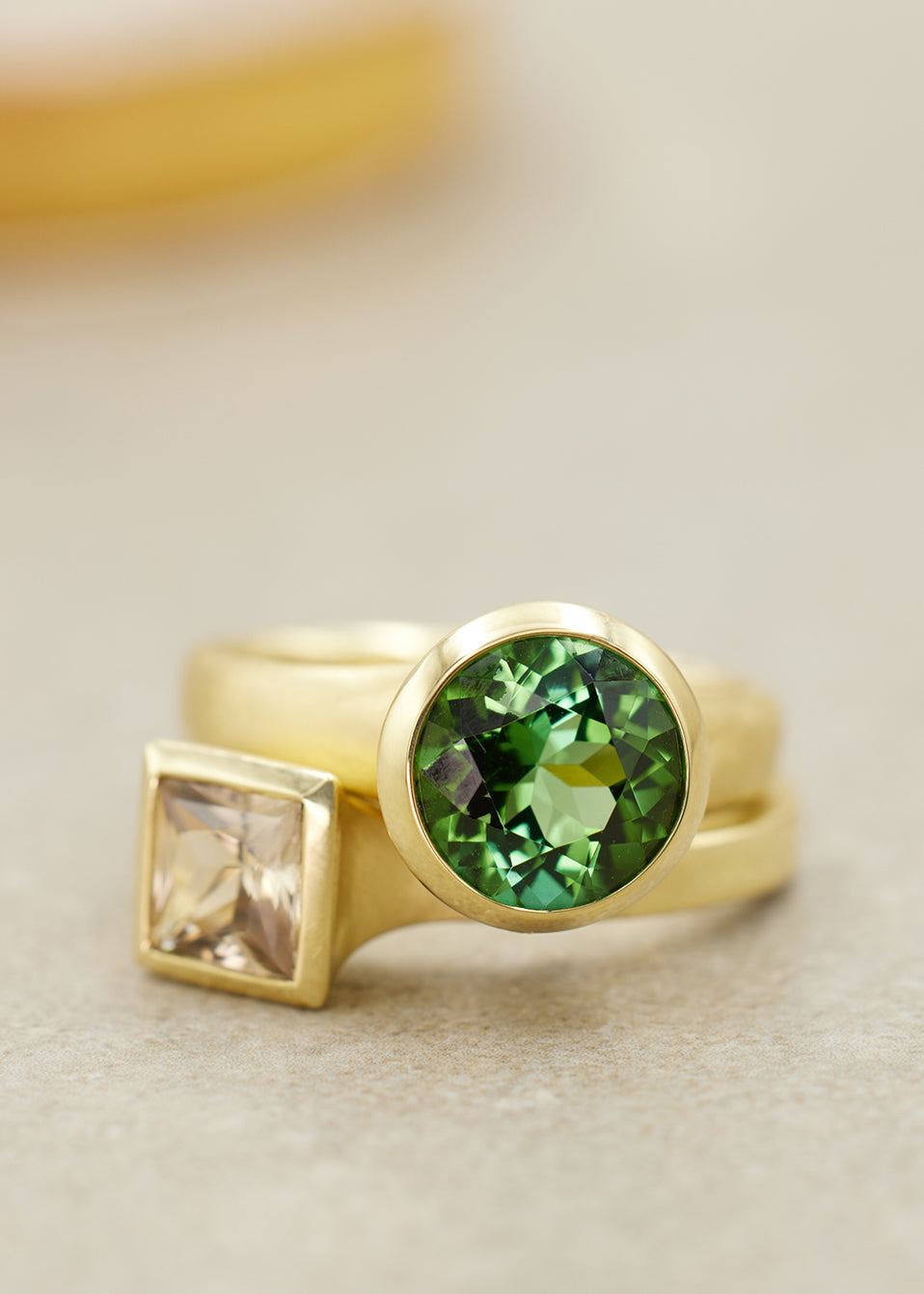 Green Tourmaline Fluted Ring Large