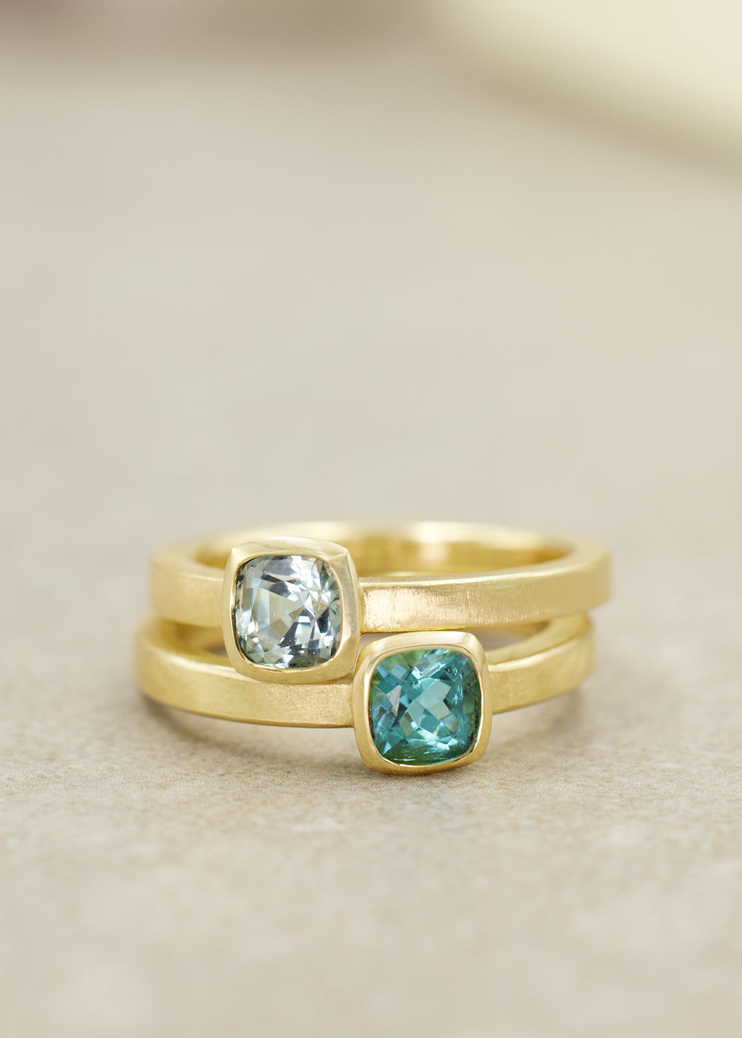 Lagoon Blue Tourmaline Cushion Ring, Small