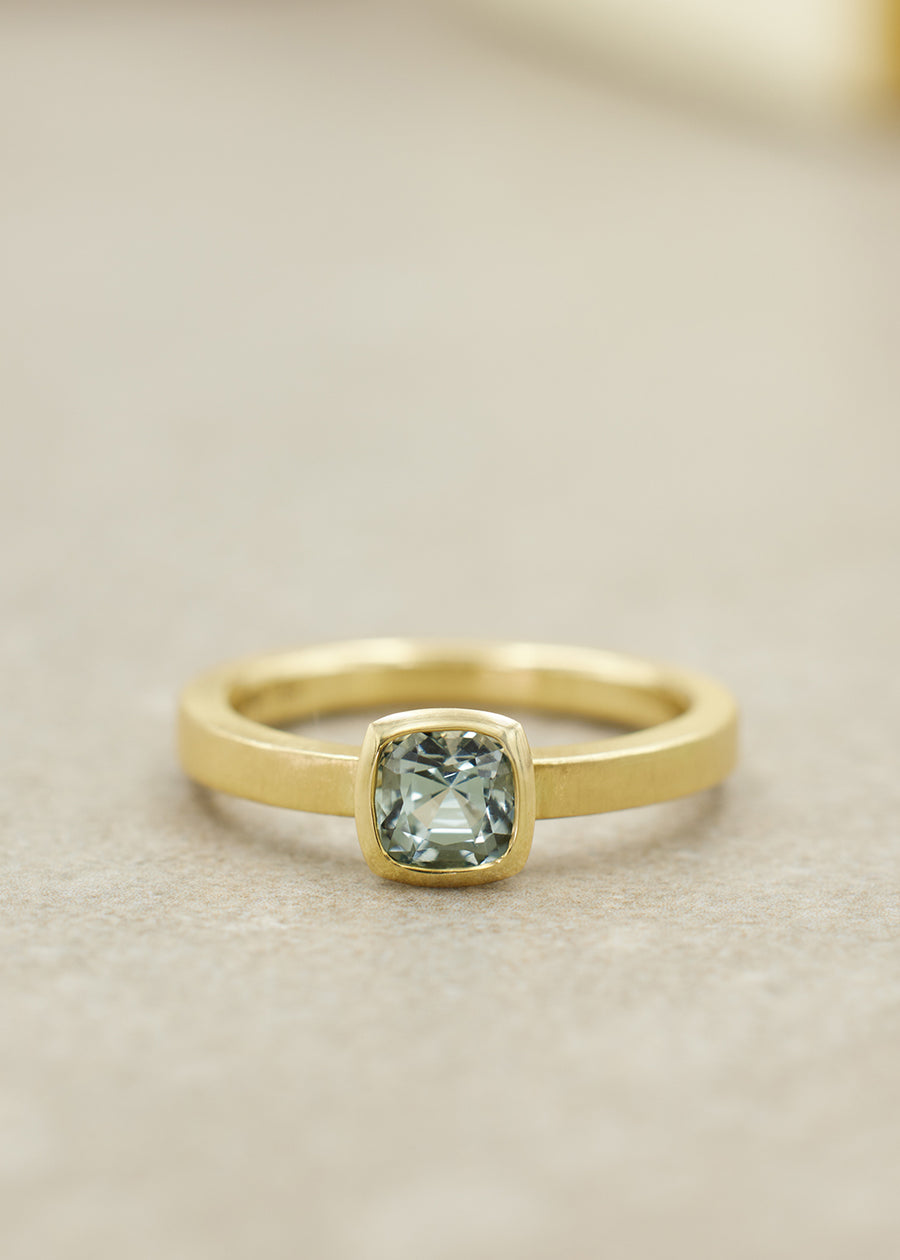 Pastel Blue Tourmaline Cushion Ring Small