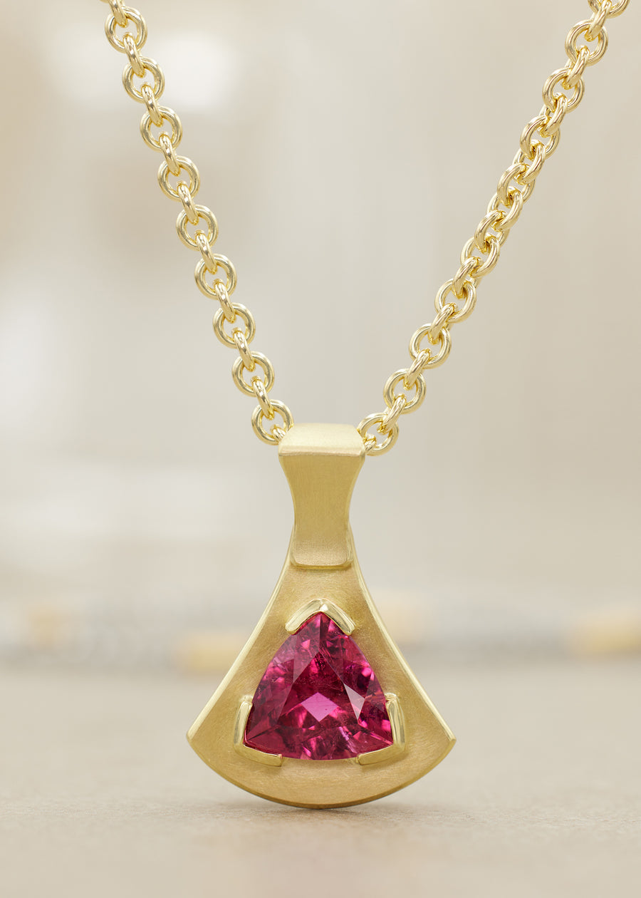Pink Tourmaline Trillion Pendant