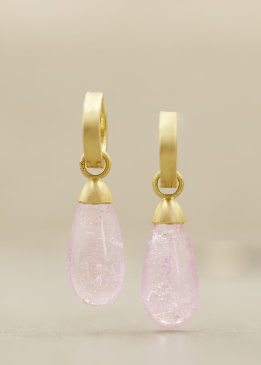 Morganite Teardrop Charm Earrings