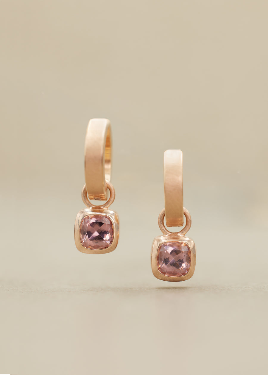 Rose Zircon Cushion Earring Charms