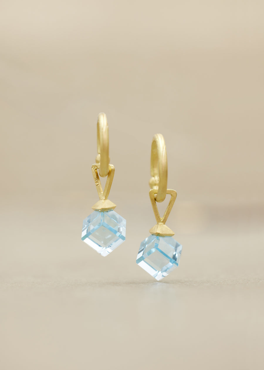 Sky Blue Topaz Cube Earring Charms