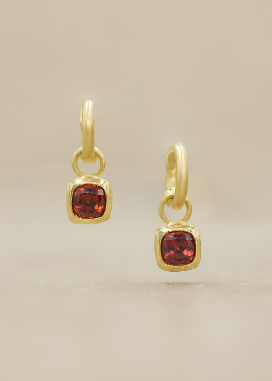 Red Zircon Cushion Earring Charms