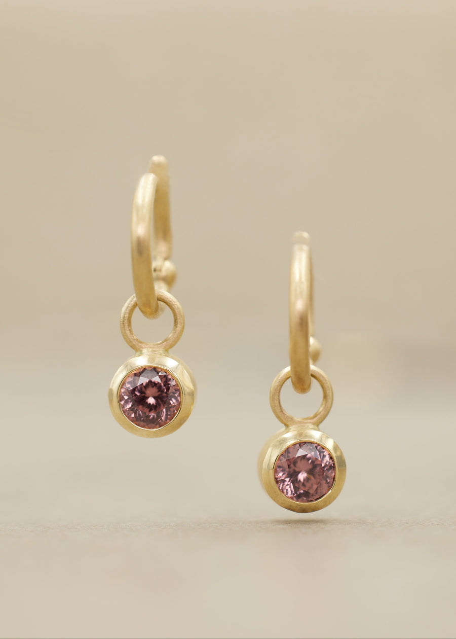 Rose Zircon Gem Earring Charms , Large