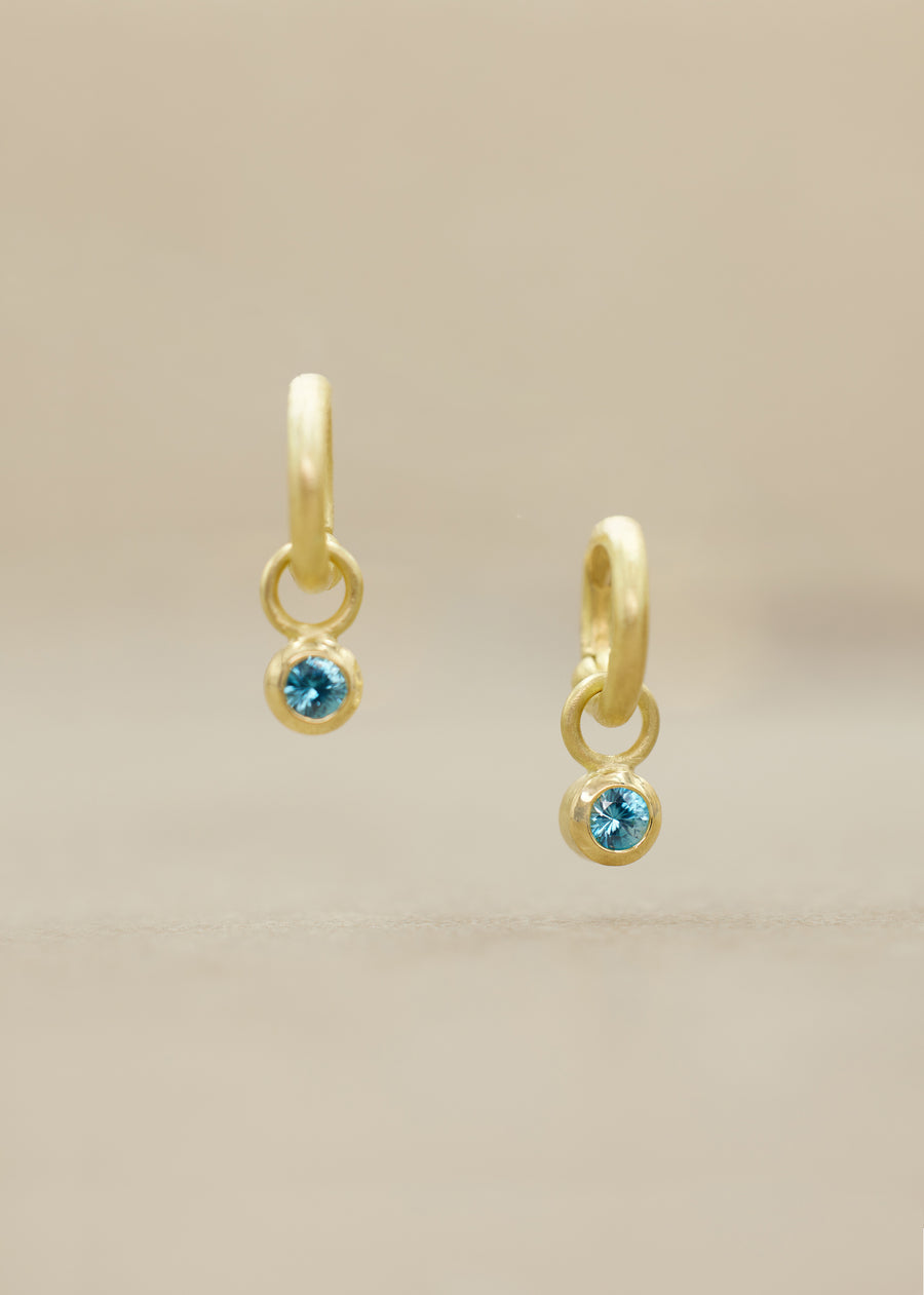 Blue Zircon 'GEM' Charm Earrings, Small