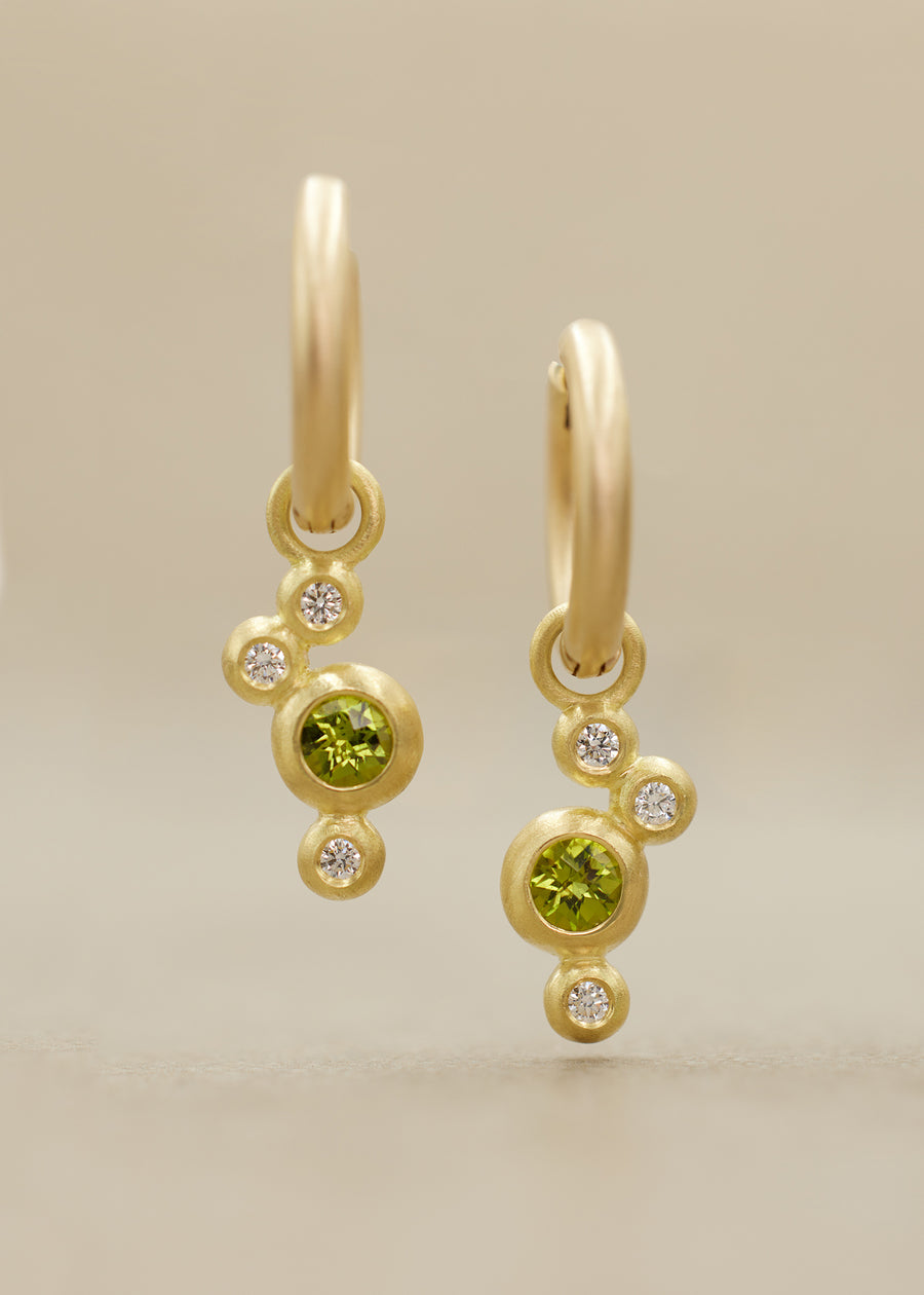 Vesuvianite and Diamond Cluster Earring Charms