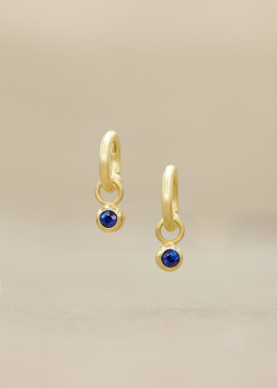 Royal Blue Sapphire 'GEM' Charm Earrings, Small