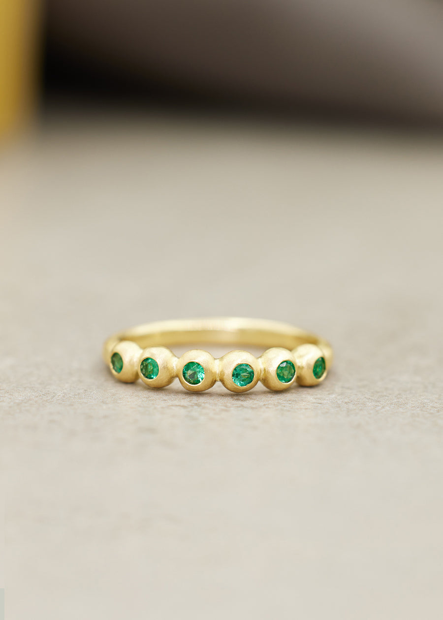 SIX Bead Emerald Ring