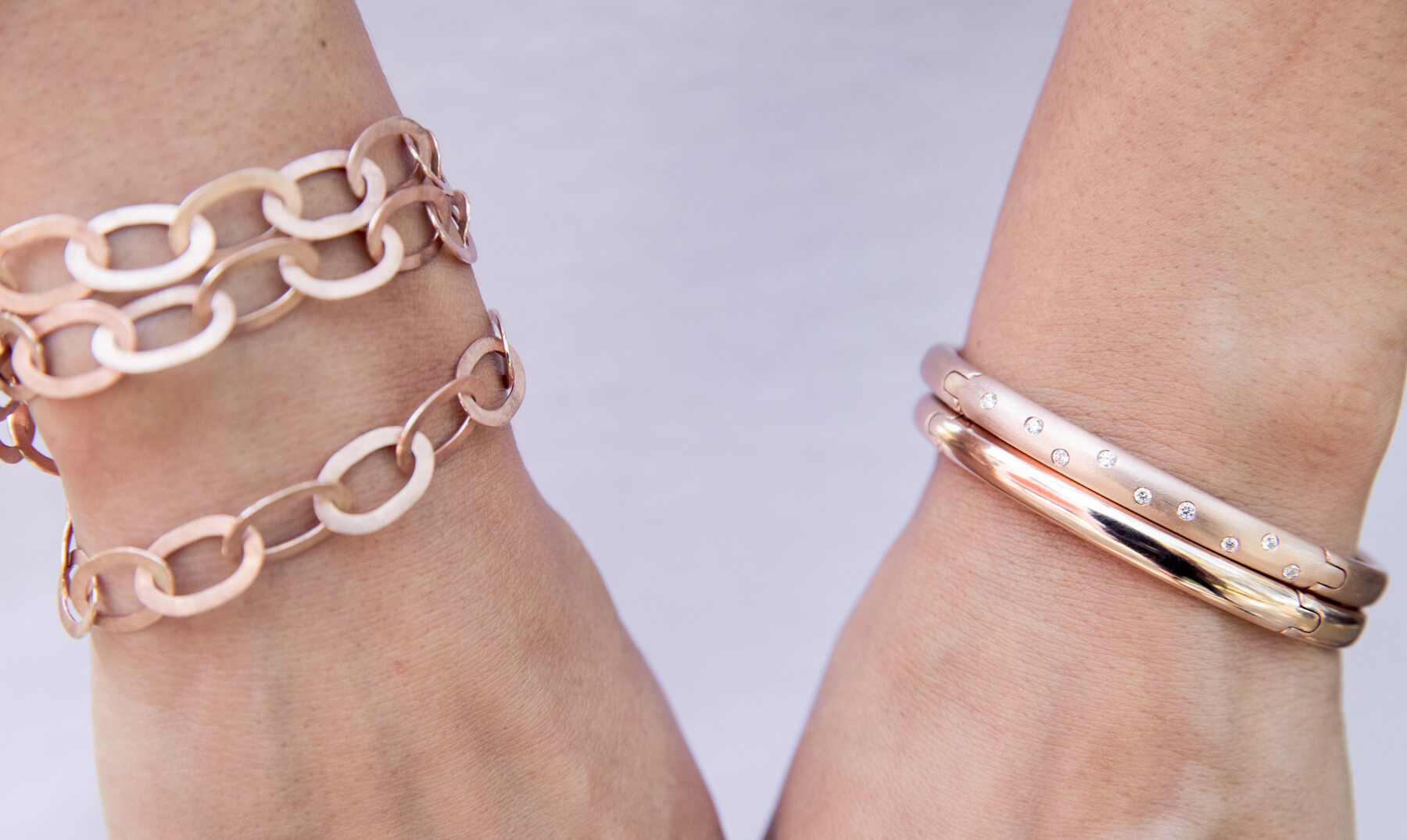 Rose Gold Perfection. Cuff bracelets and link bracelet